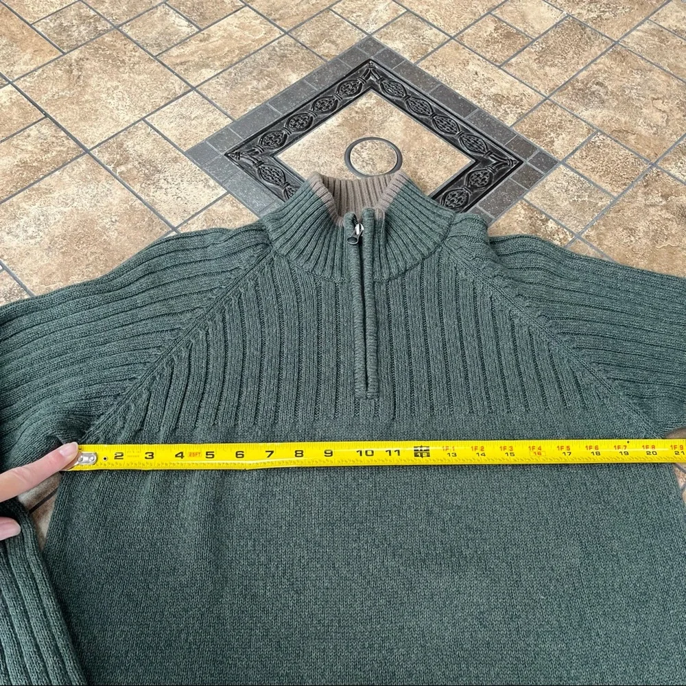 Columbia Olive Green Knit Quarter (1/4) Zip Pullover Sweater Size M